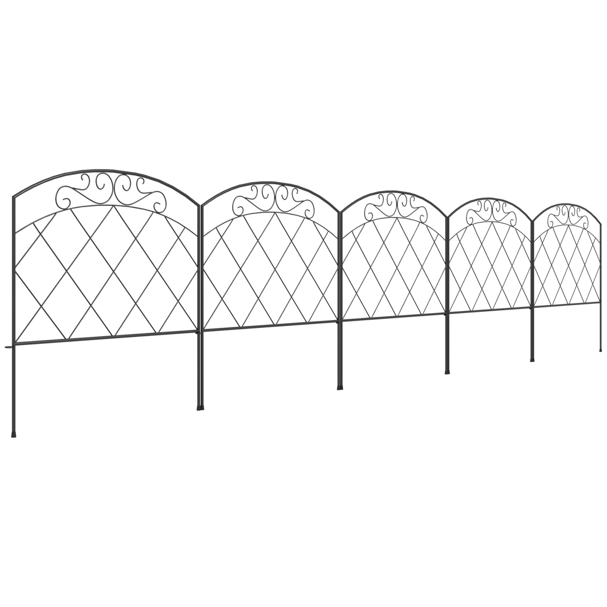 cortex-london-windsor-black-metal-garden-picket-fence-panels-61h-305l-cm