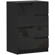 HOMCOM Chest of Four High Gloss Front Drawers - Black
