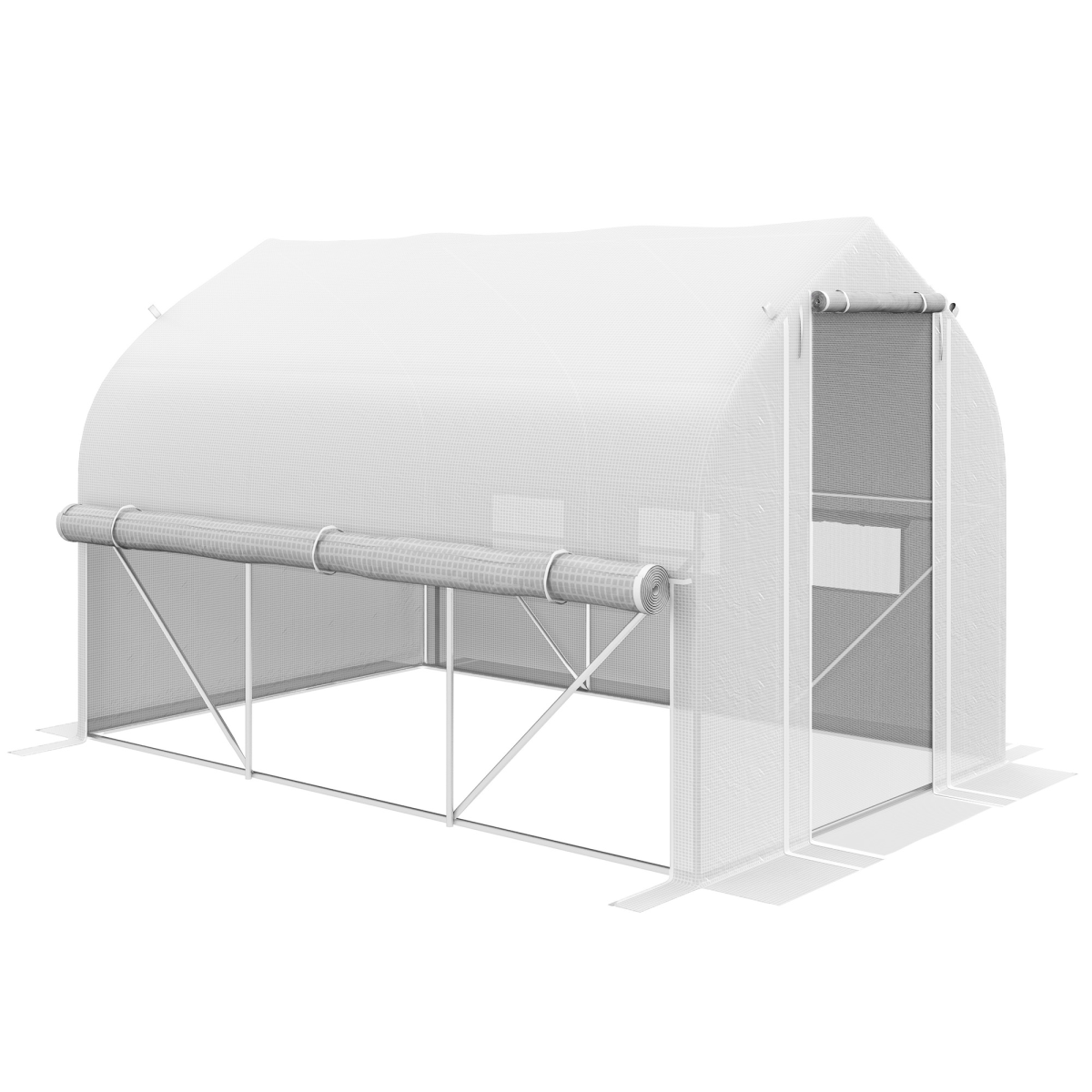 cortex-london-york-3-x-2m-white-polytunnel-greenhouse-roll-up-sidewalls-mesh-door-plant-labels