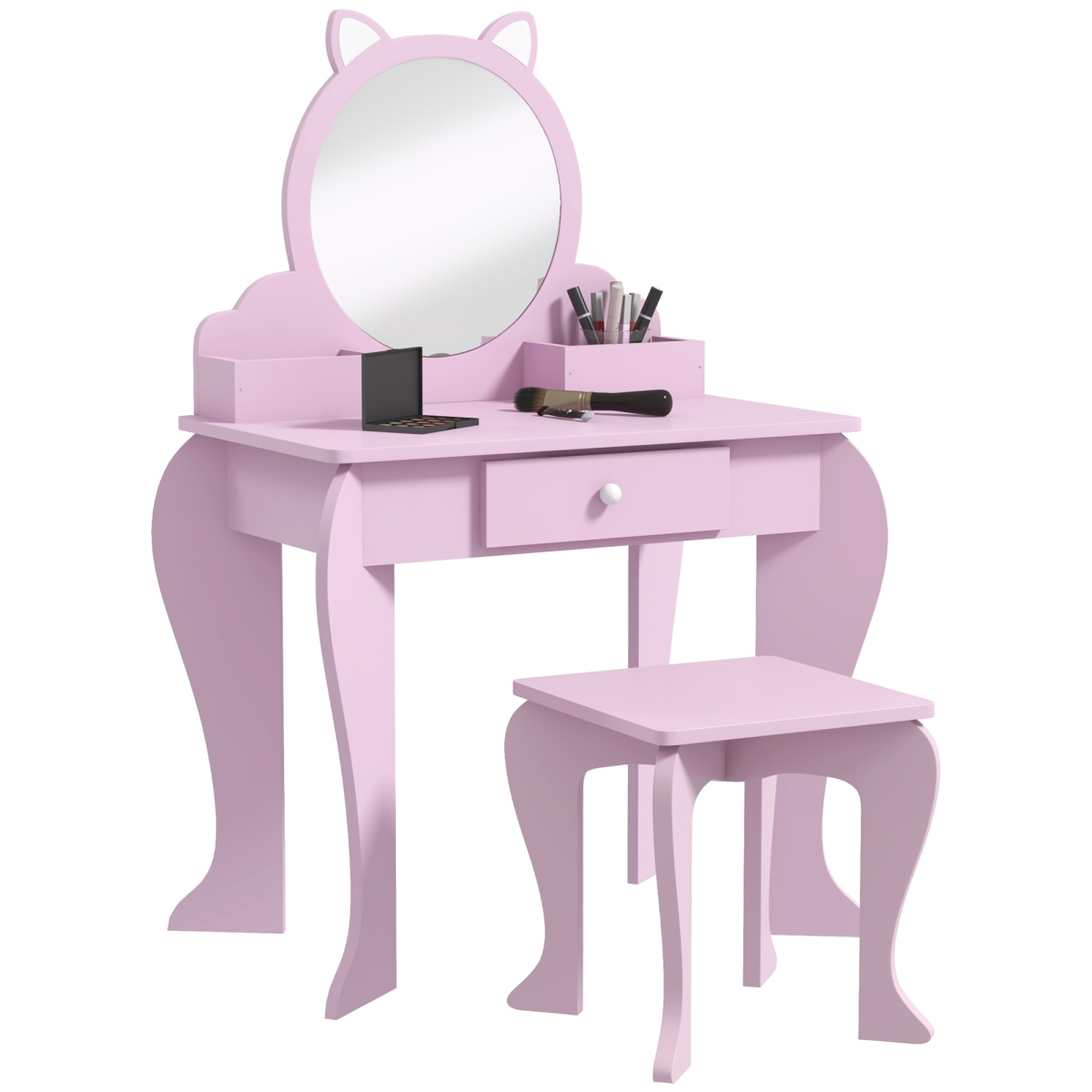 cortex-london-windsor-cat-kids-dressing-table-mirror-stool-storage-pink