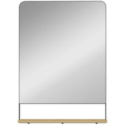HOMCOM Wall Mirror with Wood Shelf - Black