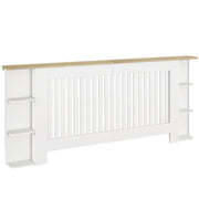 HOMCOM Radiator Cover with Open Storage Shelves, Vertical Slatted Cabinet Shelf Heater Cover for Living Room, Hallway, Extra Large, White