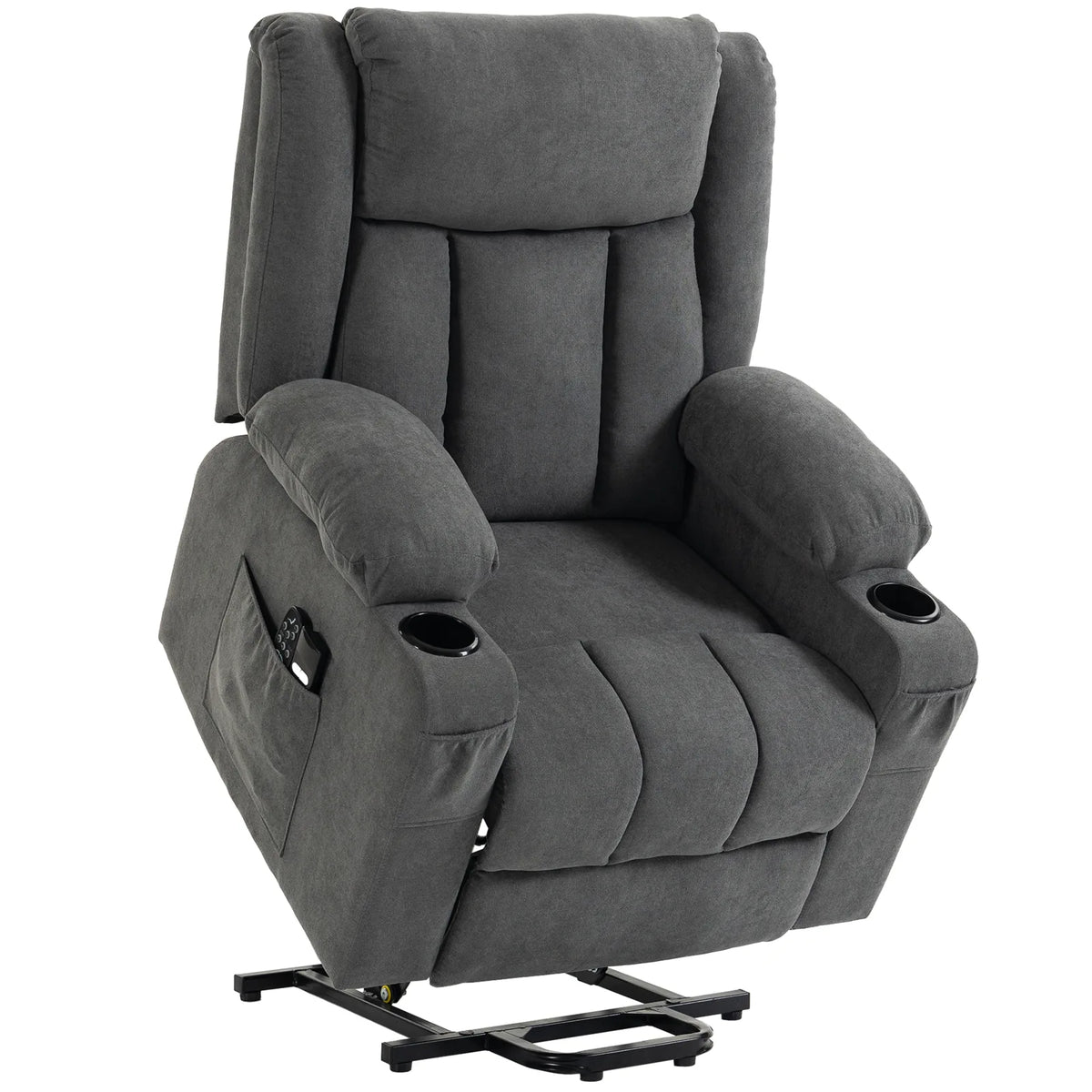 HOMCOM Dual Motor Recliner Chair, 55° Electric Lift Chair for Elderly, Recliner Armchair with Massage and Heat, Dark Grey