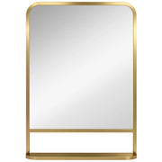 HOMCOM Modern Rectangular Wall Mirror with Storage Shelf, 70 x 50 cm, Gold Tone