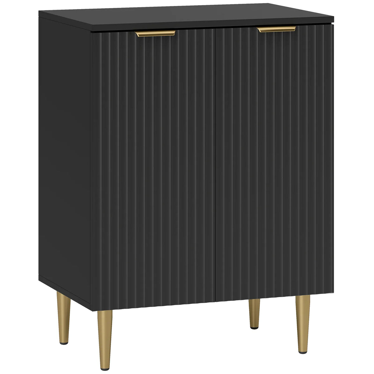 HOMCOM Sideboard Buffet Cabinet, Modern Kitchen Storage Cabinet with Adjustable Shelves and Metal Legs, Black