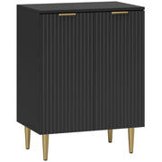 HOMCOM Sideboard Buffet Cabinet, Modern Kitchen Storage Cabinet with Adjustable Shelves and Metal Legs, Black