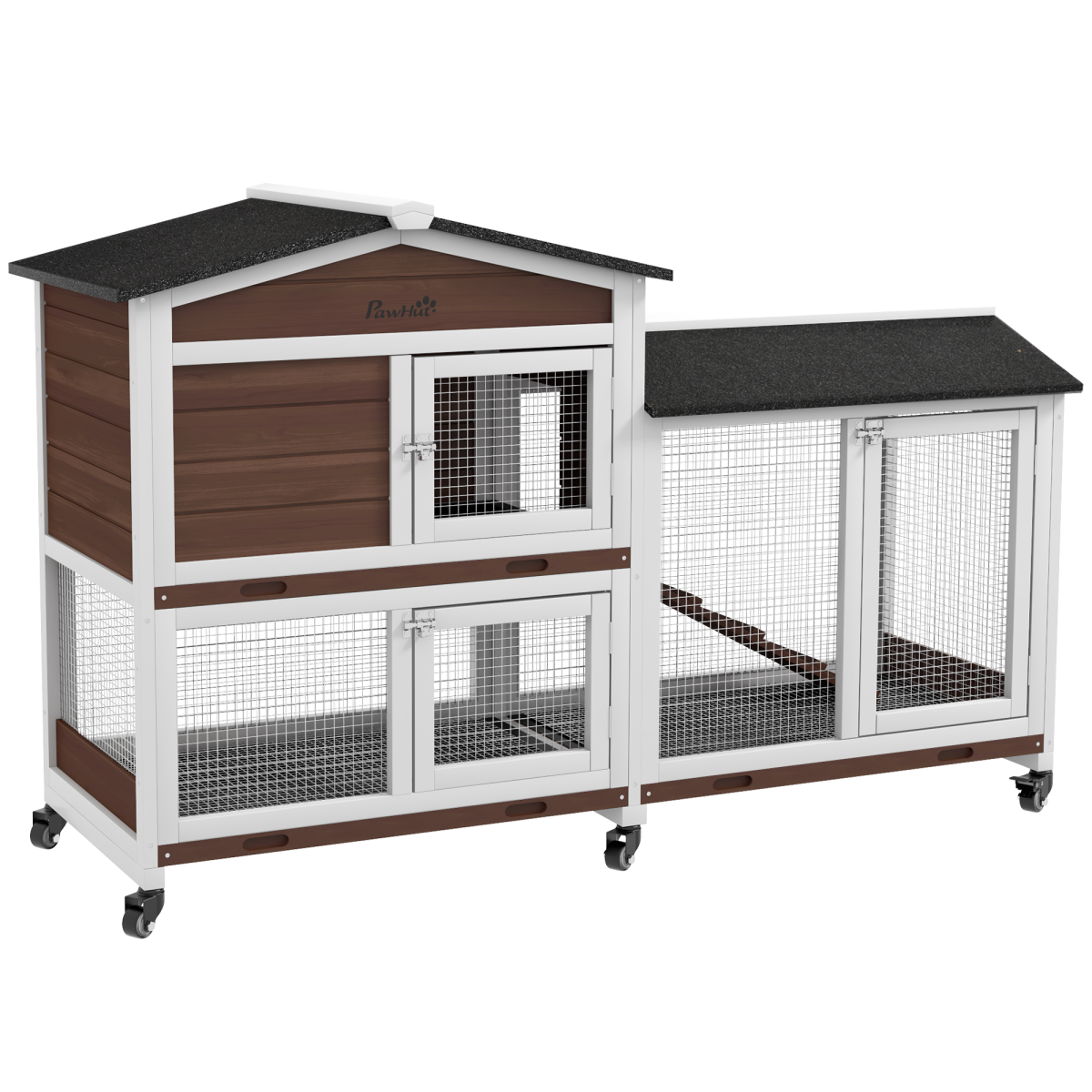 cortex-london-windsor-wooden-rabbit-hutch-guinea-pig-cage-with-wheels-run-ramp-brown