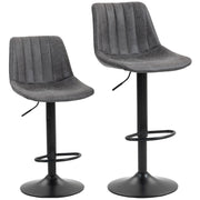 HOMCOM Set of 2 Leathaire Tub Bar Stools -  Charcoal Grey