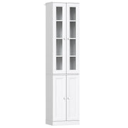 HOMCOM Tall Bathroom Storage Cabinet, 6-Tier Slim Bathroom Cabinet with Adjustable Shelf, 4 Soft-Close Doors, White