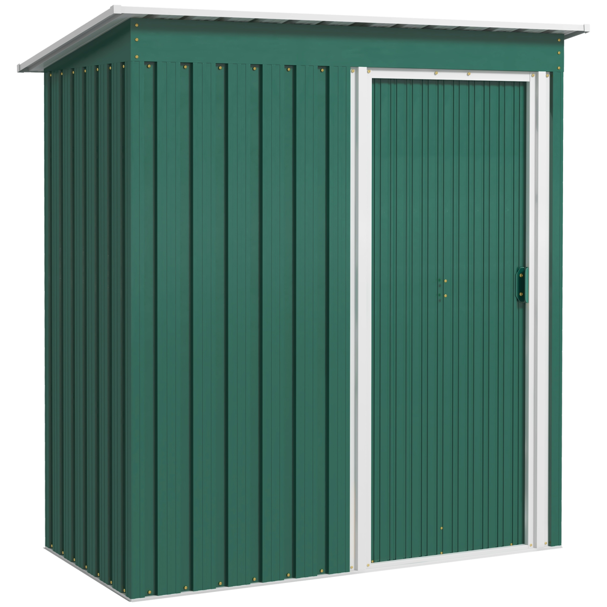cortex-london-outsunny-westminster-garden-storage-shed-green-galvanised-steel-sliding-door-sloped-roof