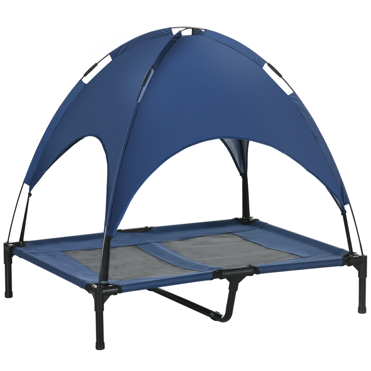 cortex-london-york-elevated-dog-bed-gazebo-blue-canopy