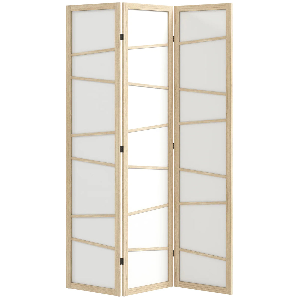 HOMCOM Wooden Folding Privacy Screen, 3 Panel Room Divider for Bedroom, Natural Wood Finish