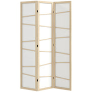 HOMCOM Wooden Folding Privacy Screen, 3 Panel Room Divider for Bedroom, Natural Wood Finish