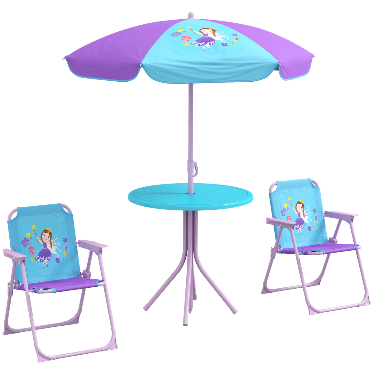 cortex-london-windsor-fairy-kids-bistro-table-chair-set-with-adjustable-parasol-blue-purple