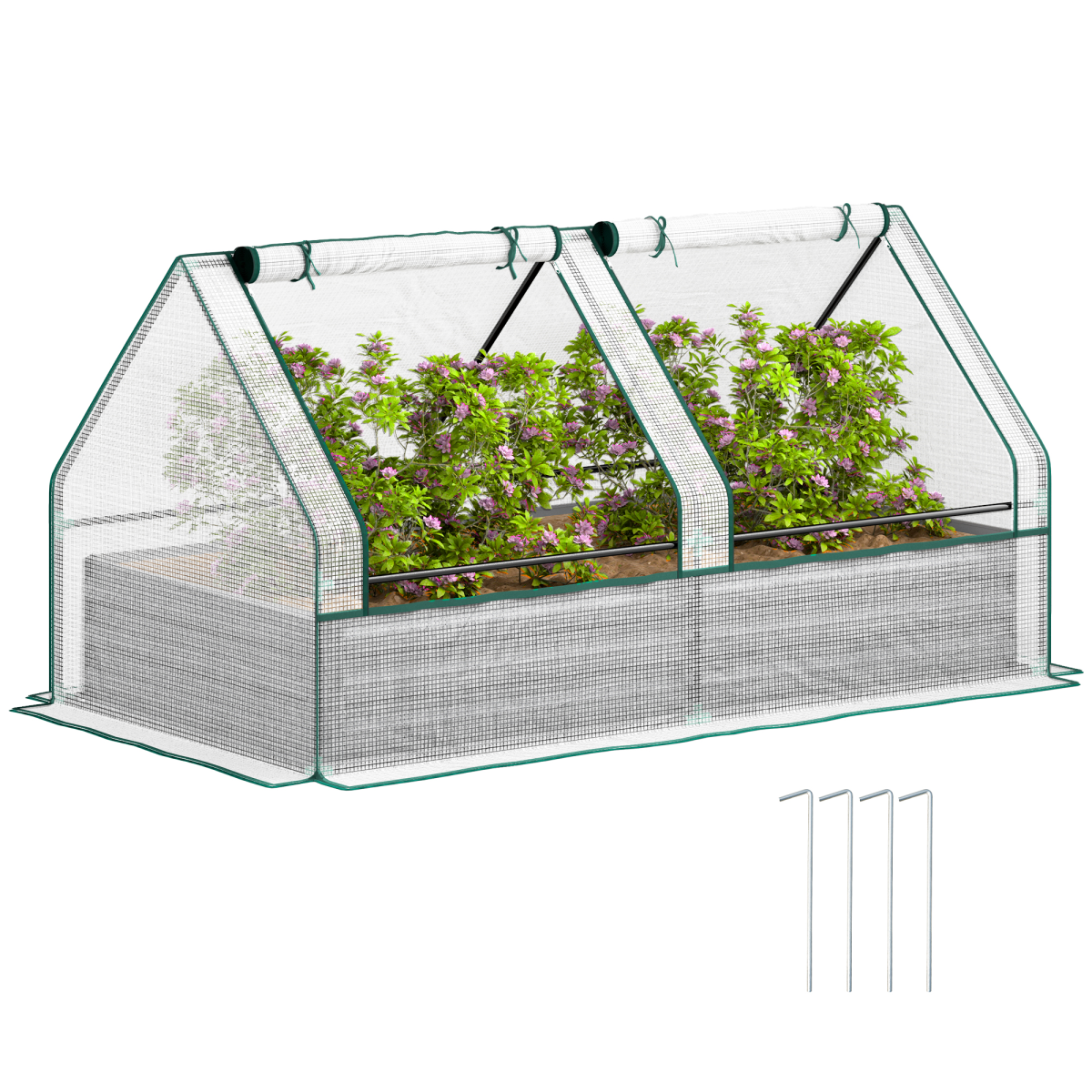cortex-london-kew-raised-garden-bed-planter-with-greenhouse-white-dark-grey