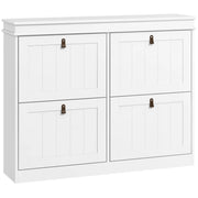 HOMCOM Slim Shoe Cabinet, Shoe Cabinet with 4 Drop-Down Drawers, 105W x 24D x 82.5H cm,  White