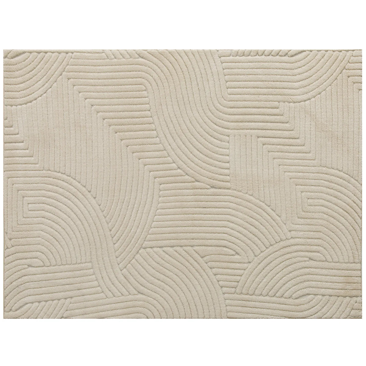 HOMCOM Modern Geometric Rug, Thick Plush, Non-Slip, 200 x 140 cm, Cream, Living Room, Bedroom, Office