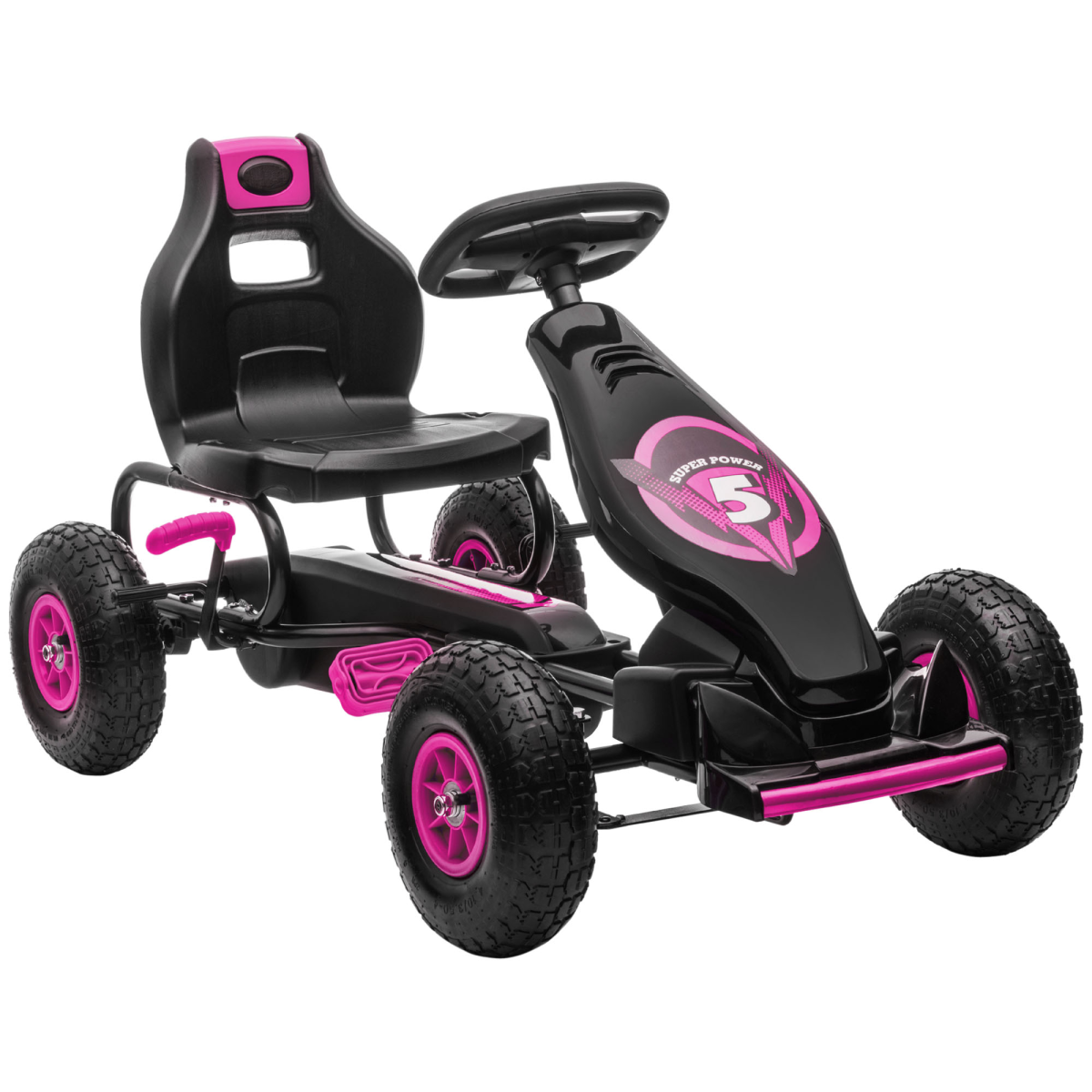 cortex-london-windsor-pink-childrens-pedal-go-kart-adjustable-seat-rubber-wheels-brake