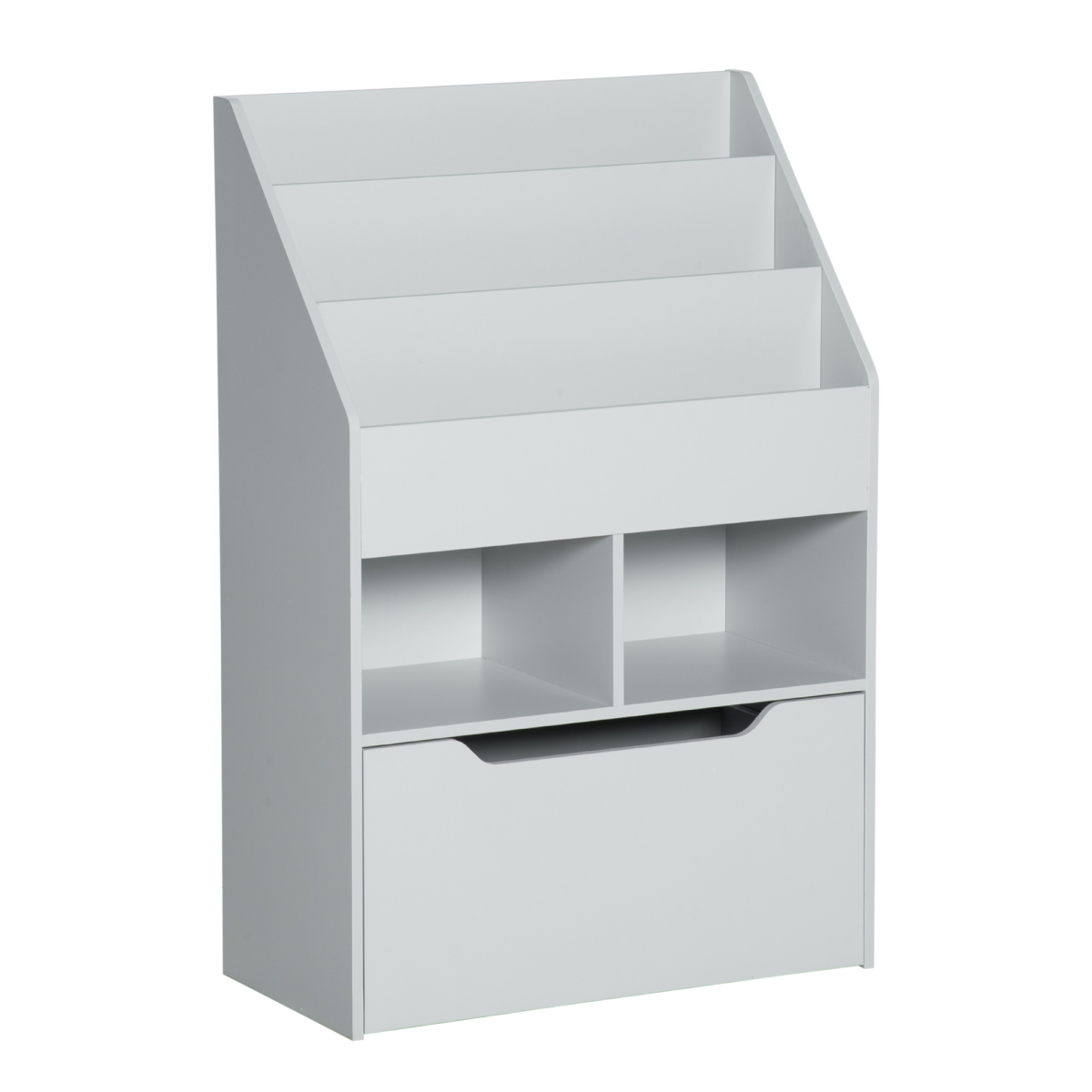 cortex-london-windsor-kids-bookshelf-toy-box-storage-drawer-wheels-grey