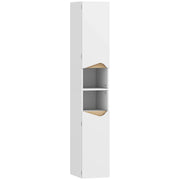 HOMCOM Tall Slim Bathroom Cabinet with 2 Doors, 2 Shelves - White