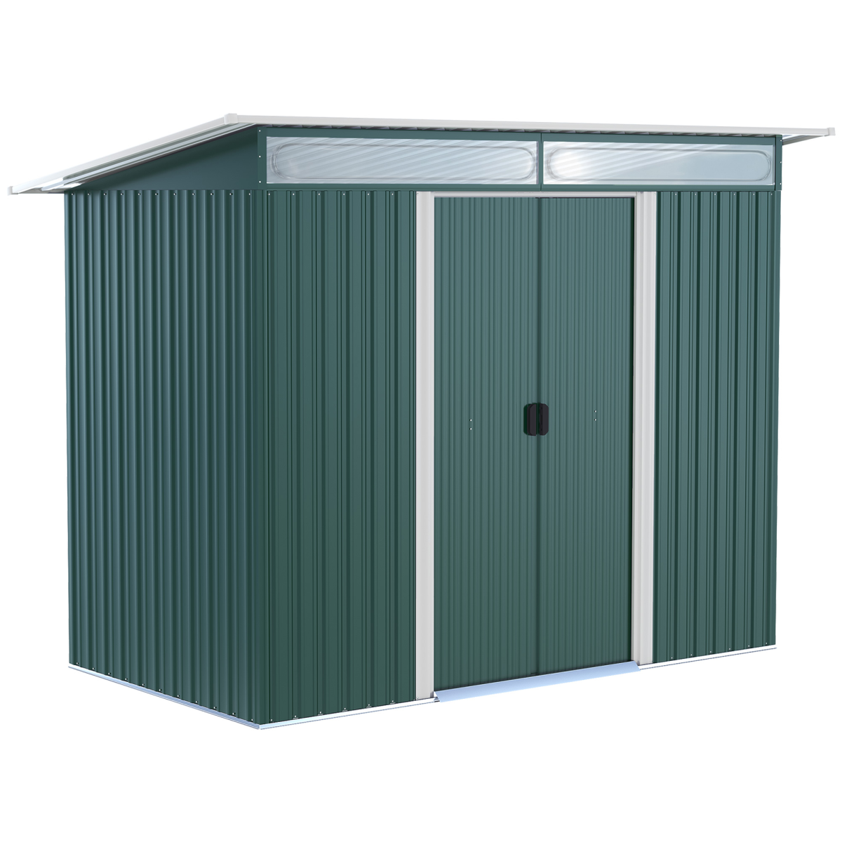 cortex-london-windsor-green-metal-garden-shed-260x133x200cm-sliding-doors