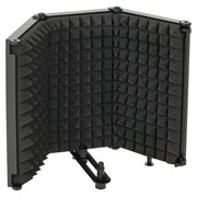 HOMCOM Studio Microphone Isolation Shield, Foldable Adjustable Recording Studio Equipment, 3-Panel High Density Absorbent Foam Shield with 3/8" Threaded Mount, Black