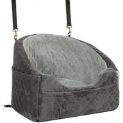 PawHut Dog Car Seat, Detachable Washable Dog Booster Seat with Thick Cushion, Seat Belt, Pockets for Small Under 10kg, Grey