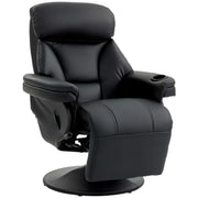 HOMCOM Upholstered Reclining Armchair, Manual Recliner Chair with Footrest and Adjustable Backrest, Black