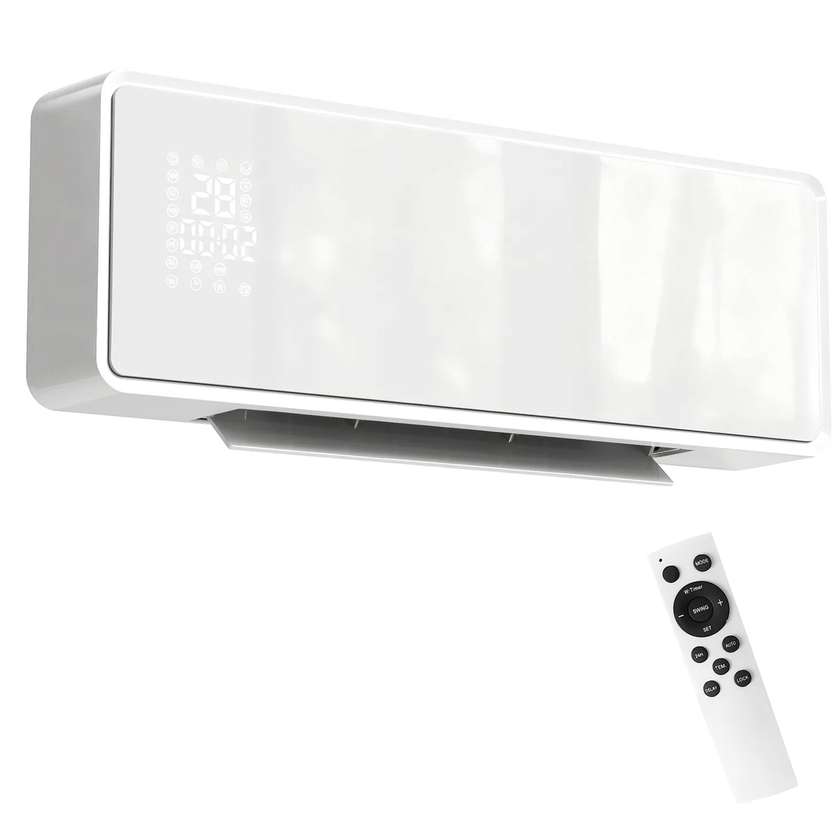 HOMCOM 2000W Ceramic Electric Heater with Fan, Adjustable Thermostat, Wall Mounted - White