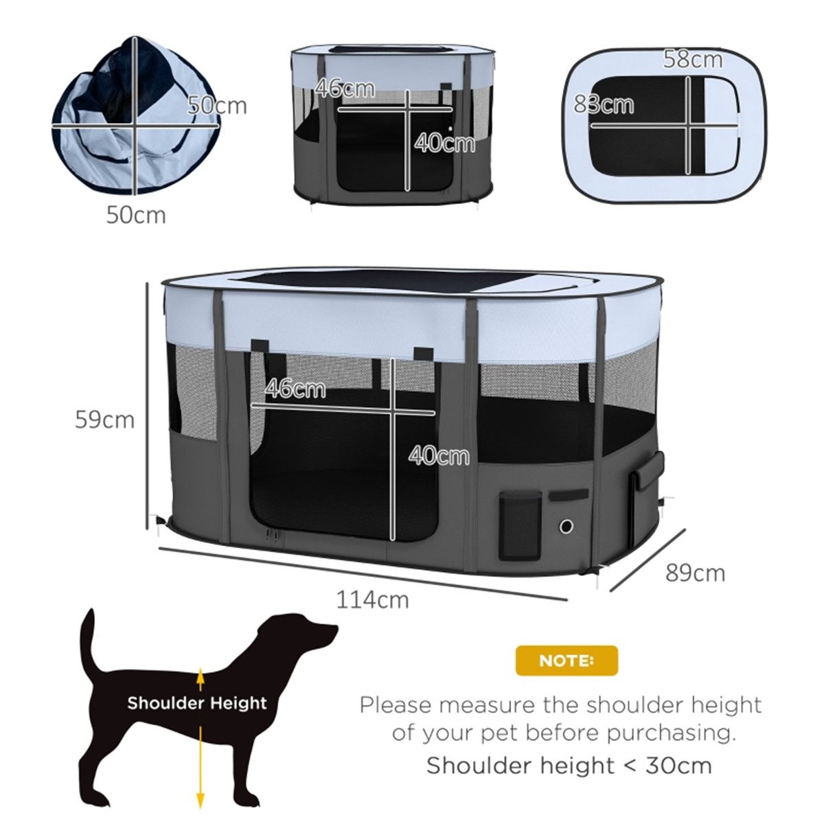cortex-london-windsor-pet-playpen-carrier-grey-blue-black-mesh-windows