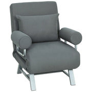 HOMCOM Single Sofa Bed, 3-in-1 Convertible Folding Chair Bed with Adjustable Backrest, Removable Armrests, Dark Grey
