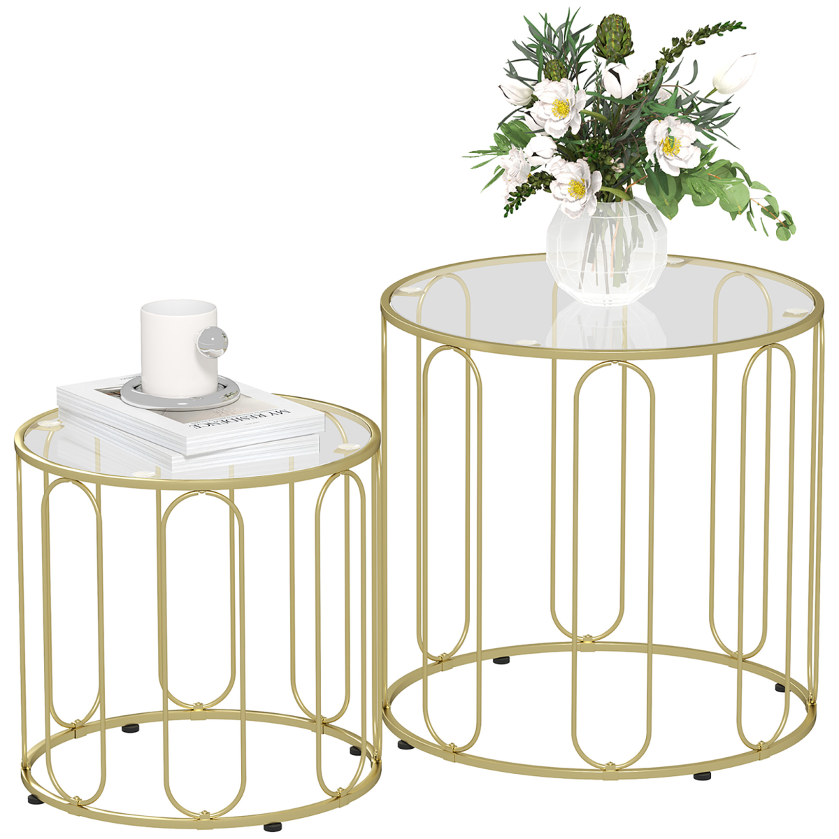 cortex-london-windsor-gold-tone-nesting-coffee-table-set-of-2-tempered-glass-metal-frame