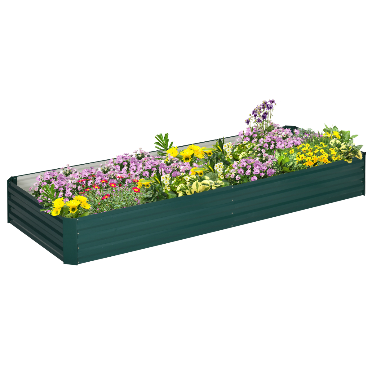 cortex-london-outsunnny-galvanised-steel-green-raised-garden-bed-metal-planter-box-open-bottom