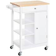 cortex-london-york-white-mdf-kitchen-storage-trolley-large-pull-out-drawer-three-open-shelves-adjustable-cabinet-shelf-side-hanging-rail-wheels