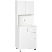 Kitchen Buffet Storage,2 Cabinets, 3 Drawers , 60x40x150cm, White