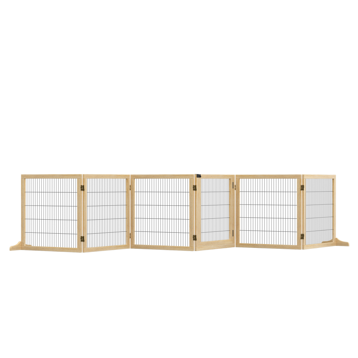 cortex-london-pawhut-york-six-panel-foldable-pine-wood-dog-gate-432cm-natural
