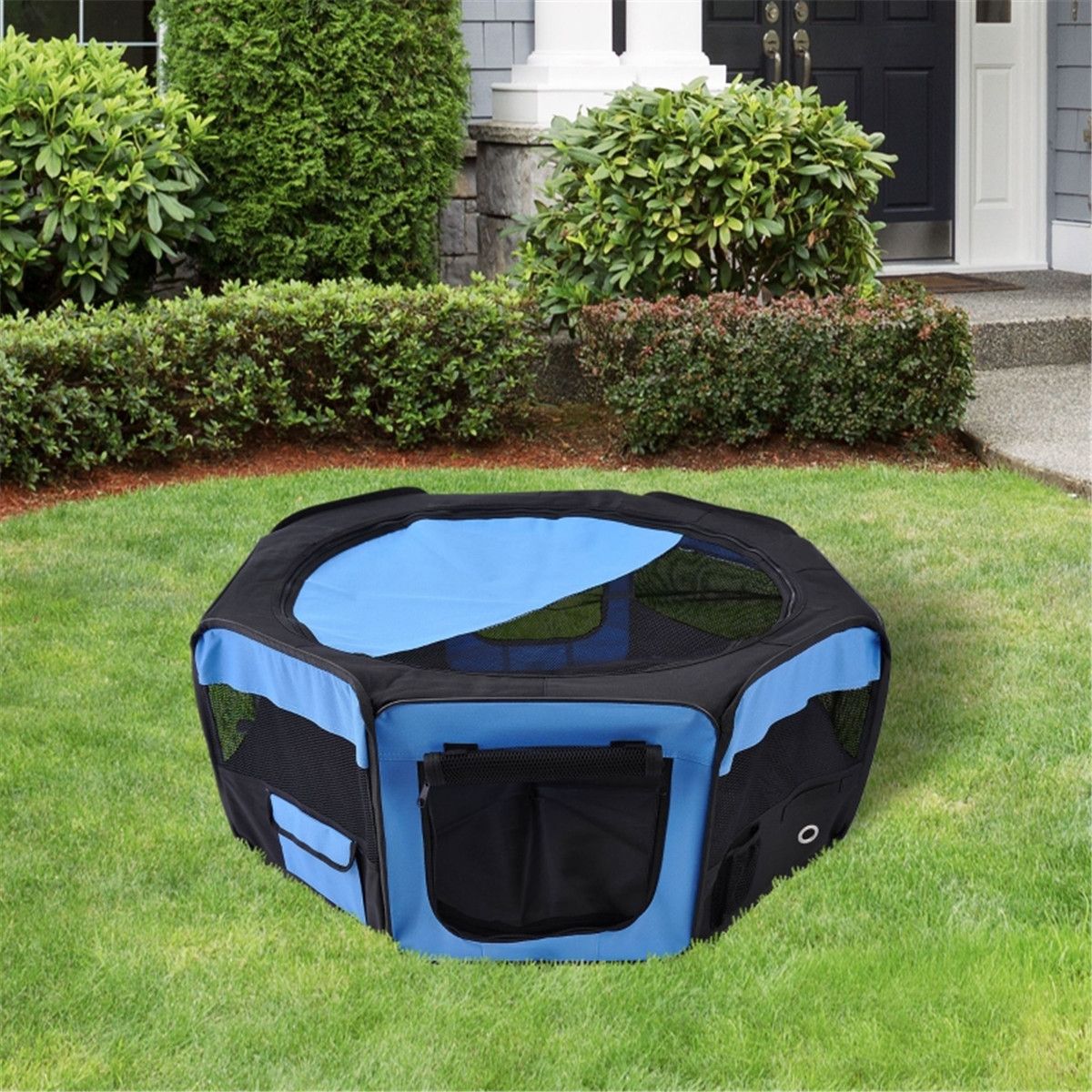cortex-london-windsor-portable-pet-playpen-blue-and-black