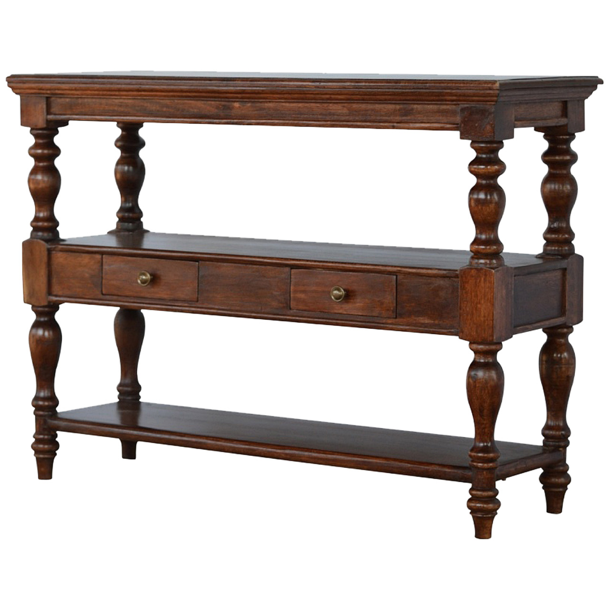 cortex-london-windsor-solid-wood-console-table-drawers-shelves-brown