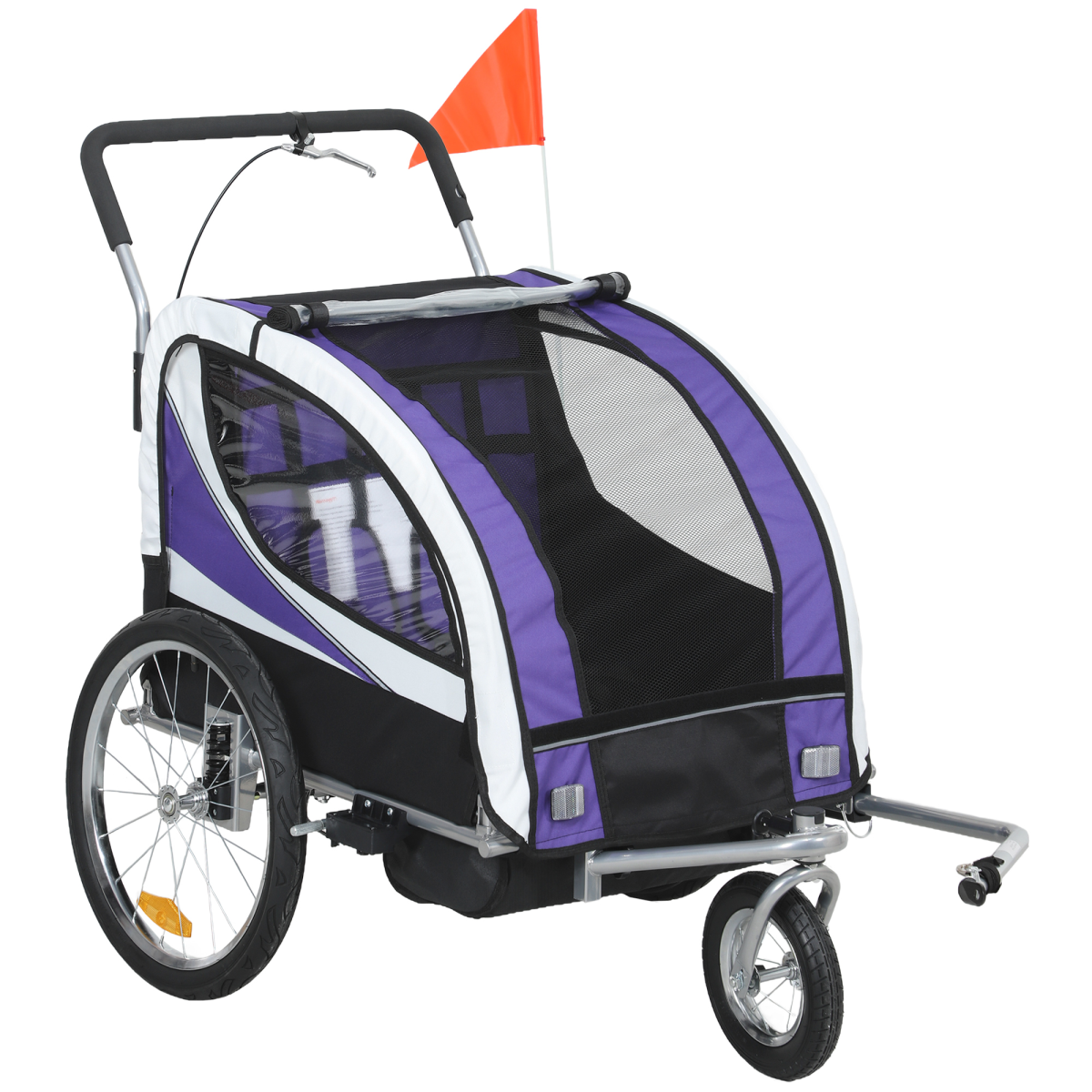 cortex-london-windsor-two-seat-child-bike-trailer-purple-steel-oxford-fabric