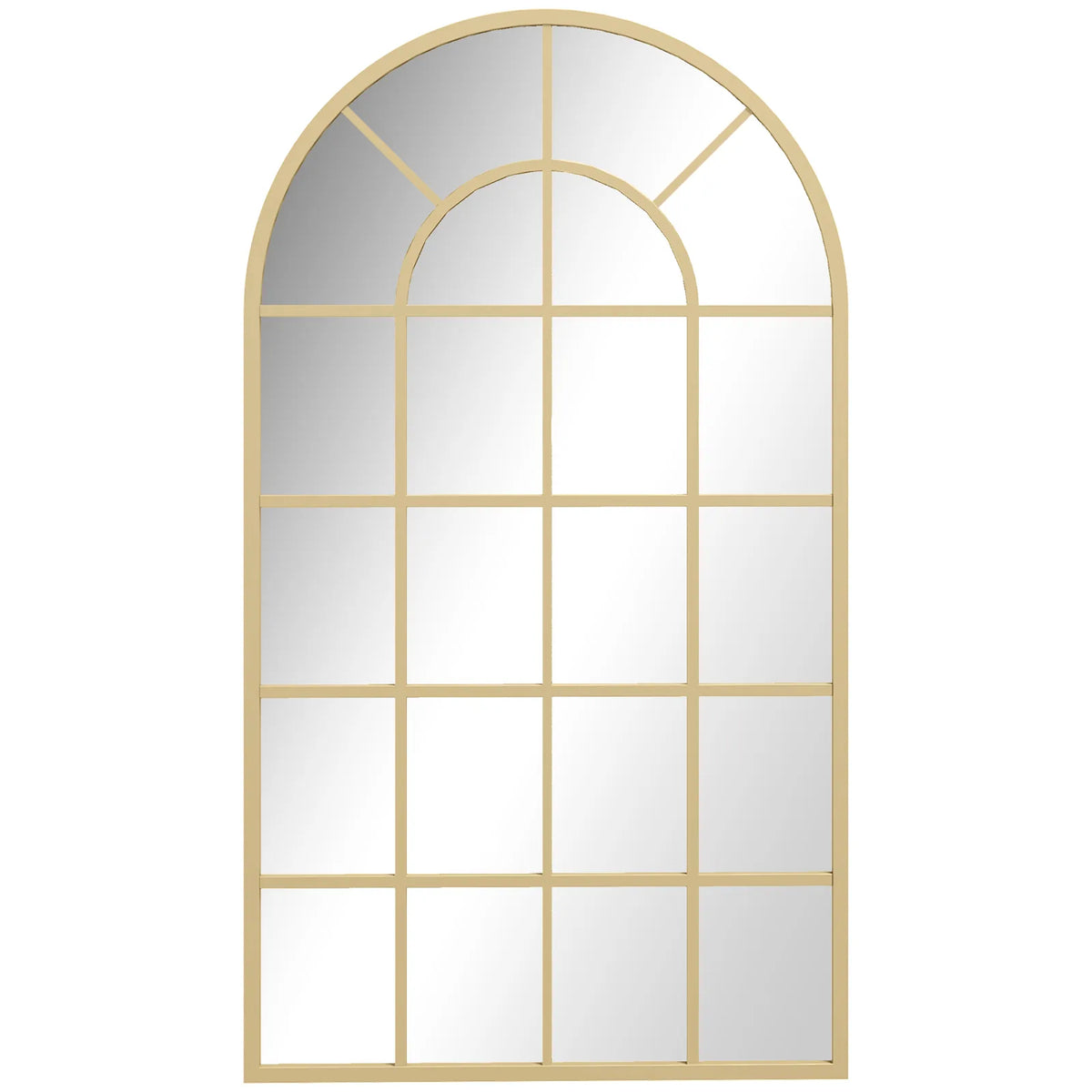 HOMCOM 110 x 65 cm Arched Decorative Wall Mirror for Bedroom Living Room, Modern Window Bathroom Mirror for Home Decor