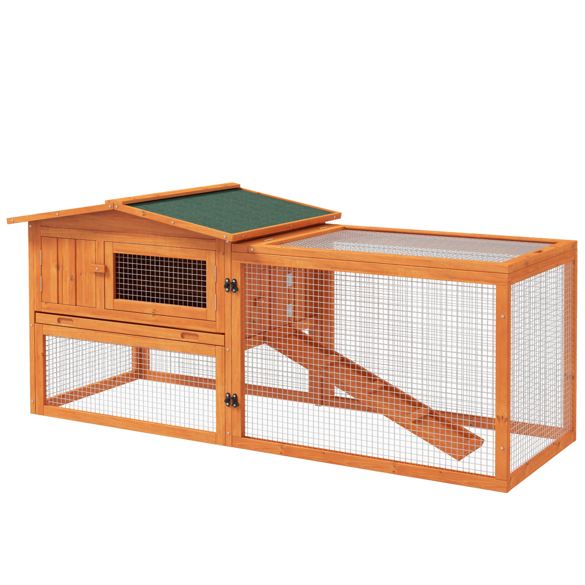 cortex-london-windsor-outdoor-rabbit-hutch-and-run-ramp-hay-rack-156x58x68cm