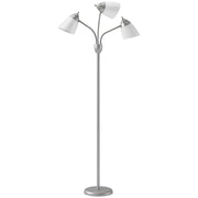 HOMCOM Arc Tree Floor Lamp with 3 Adjustable Rotating Lights, Industrial Standing Lamp with Steel Frame, Silver Tone