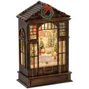 HOMCOM Christmas Snow Globe Lantern with Lights for Holiday, Bronze Tone