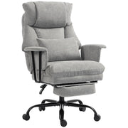HOMCOM Office Chair, 180kg Heavy Duty Linen Computer Desk Chair with Lumbar Support, Wide Seat, Spring Cushion, Grey