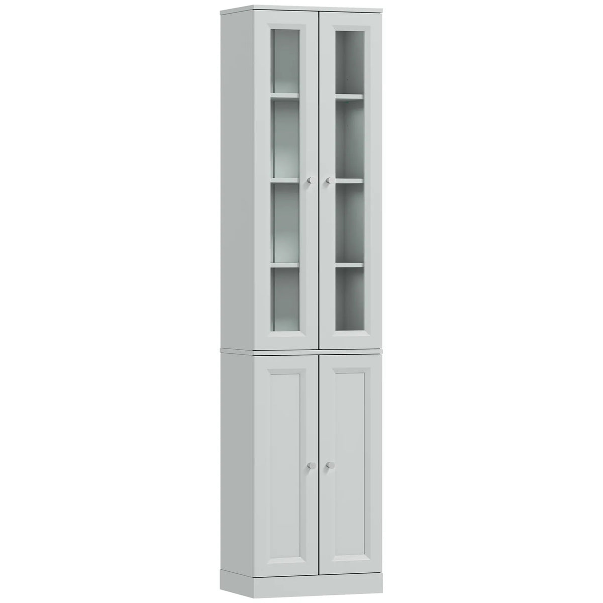 HOMCOM Tall Bathroom Storage Cabinet, 6-Tier Slim Bathroom Cabinet with Adjustable Shelf, 4 Soft-Close Doors, Dusty Blue
