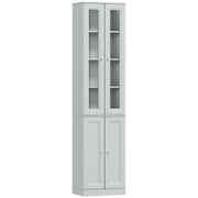HOMCOM Tall Bathroom Storage Cabinet, 6-Tier Slim Bathroom Cabinet with Adjustable Shelf, 4 Soft-Close Doors, Dusty Blue