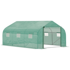 4.47 x 3 x 2m Walk-in Polytunnel Tent,  PE Cover, ZipDoor 6Windows, Green