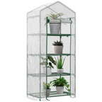 4 Tier Mini Greenhouse, Portable with Steel Frame, PE Cover, 160x69x50cm