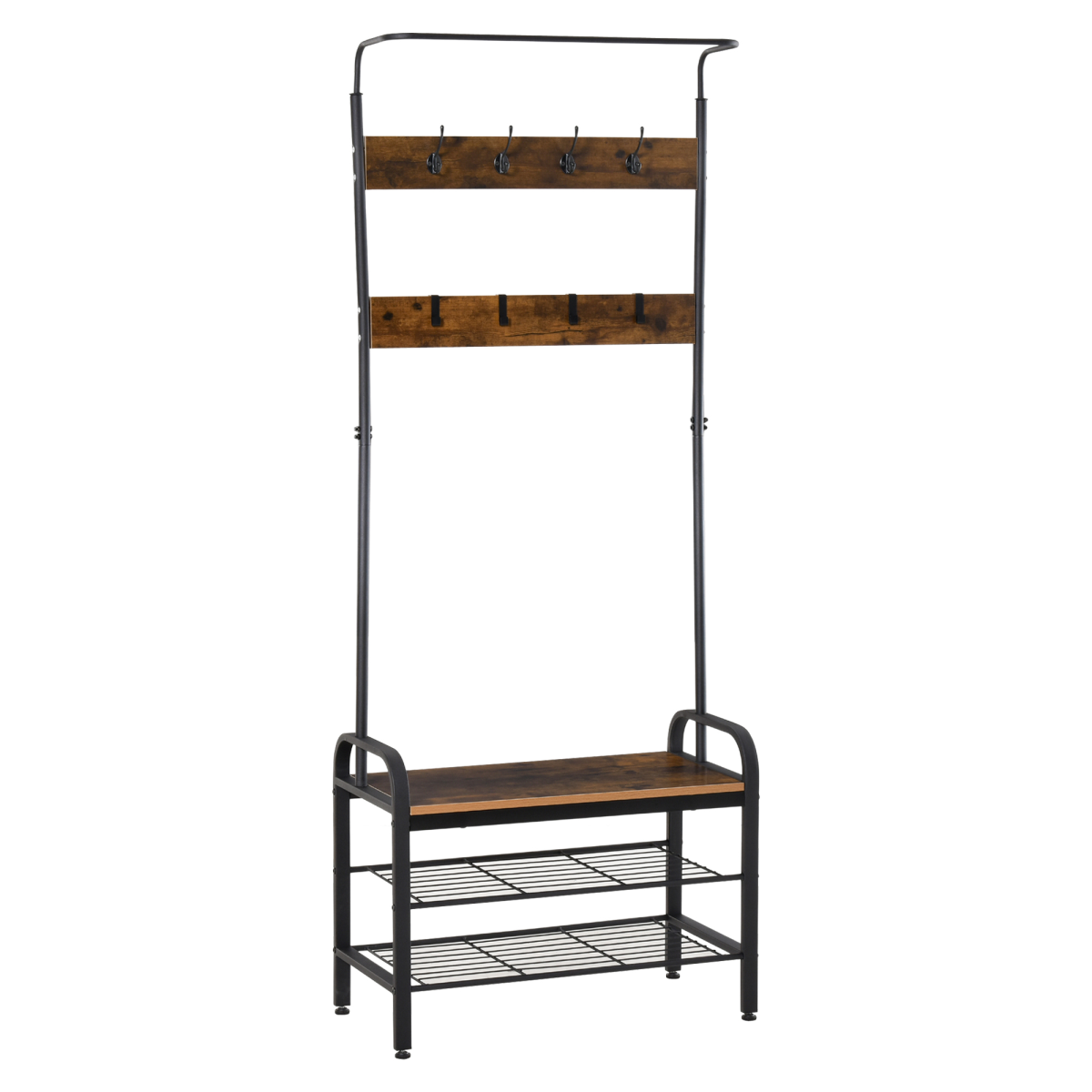 cortex-london-windsor-industrial-coat-rack-stand-8-hooks-mahogany-vintage-style-panels