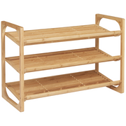 Bamboo Shoe Rack, 3-tier Shoe Storage Shelf for 9 Pair Shoes for Entryway